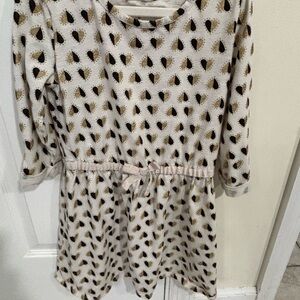 Cat & Jack Cream Dress with Black and Gold Hearts